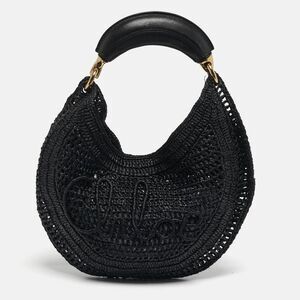 Chloe Summer Banana Black Raffia Hobo